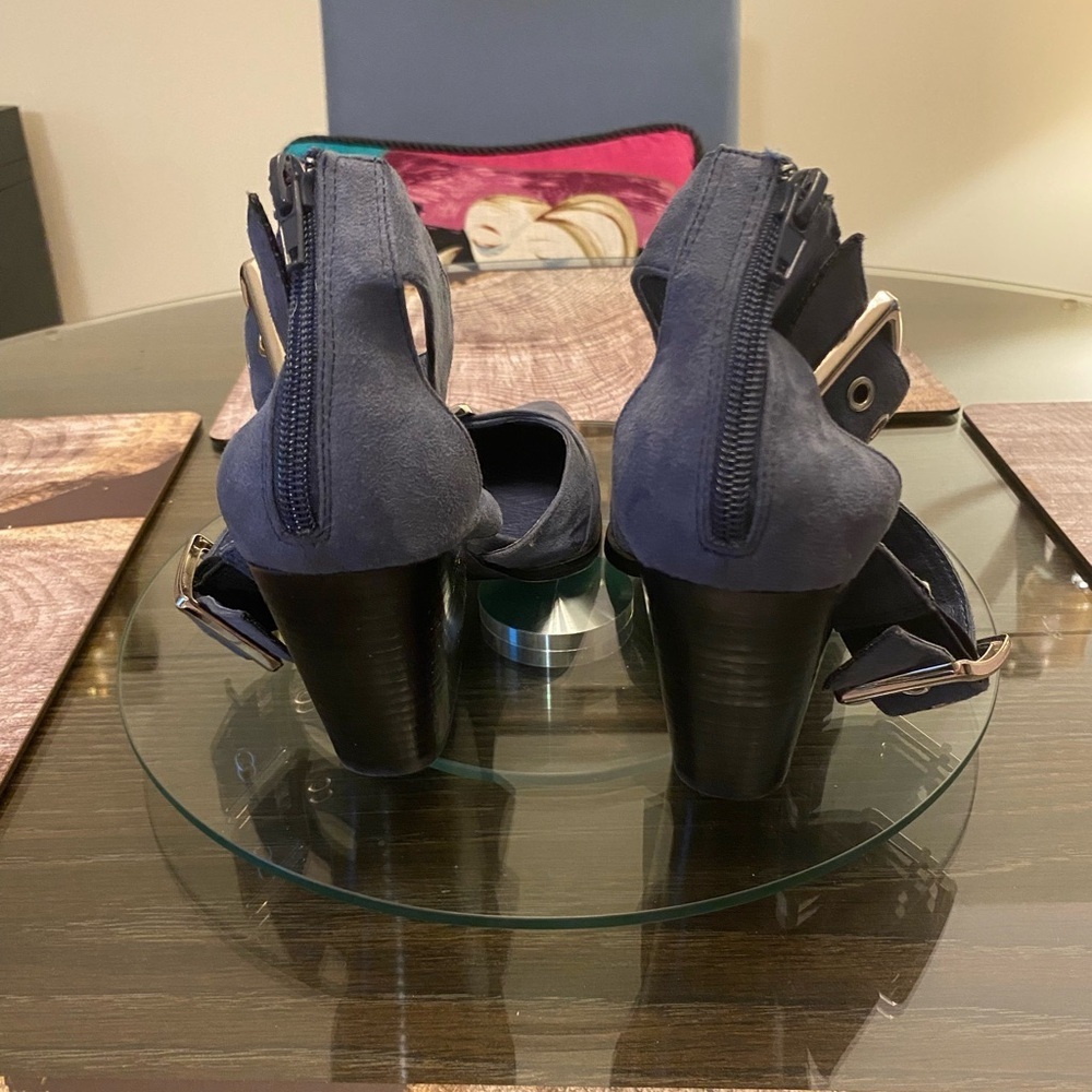 Free People Blue Heels with Edgy Buckle Straps - Picture 5 of 6